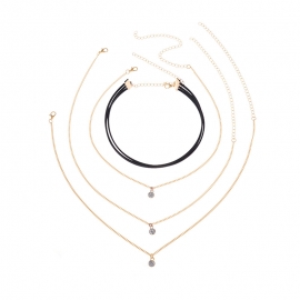 European and american cross-border jewelry, fashionable women, simple street style jewelry, multi-layer rhinestone pendant, clavicle necklace