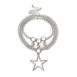 European and american cross-border jewelry ins style personality hip-hop trendy money ornaments geometric full diamond digital ladies multi-layer necklace