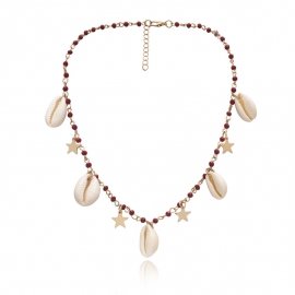 European and american cross-border jewelry, simple crystal geometric handmade necklace, creative star-shaped shell mixed necklace