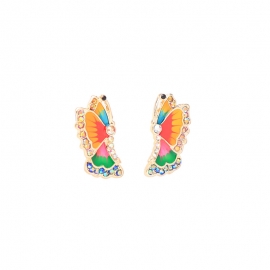 Enamel drip glaze colorful butterfly earrings female simple wild insect earrings mini wish explosion jewelry wholesale