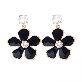 Fashion jewelry wholesale, european and american retro accessories factory direct sales, ladies enamel drip glaze flower alloy earrings