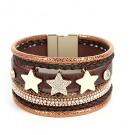 Hot selling fashion bohemian multilayer bangle star pattern wide side bangle