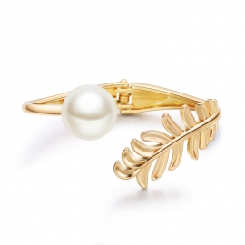 Fashion jewelry fashion elegant gold-plated bracelet leaves pearl asymmetrical ladies boutique bracelets
