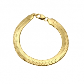 New european and american hip-hop mens blade chain flat snake bone chain bracelet 1cm thick solid copper bracelet