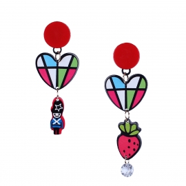 Korean fashion new personality acrylic drop oil earrings love pendant small fresh student accessories jewelry
