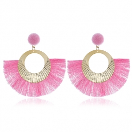 European and american exaggerated fashion high-end big-name earrings alloy large version geometric tassel earrings multicolor wild earrings women