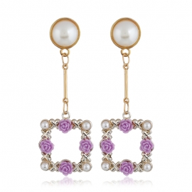 New european and american fashion exaggerated earrings alloy geometric flower long earrings female pearl earrings small jewelry