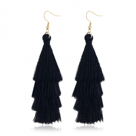 Amazon hot sale tassel earrings bohemian fashion wild handmade high-strength line multi-layer exaggerated earrings