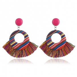 European and american fashion exaggerated earrings amazon hot sale earrings round geometric fan-shaped tassel wild earrings women