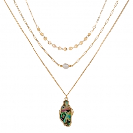 Japanese and korean fashion personality natural pearl necklace female simple and versatile abalone shell multi-layer chain accessories for girlfriend gifts