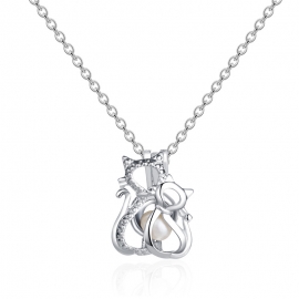 New necklace sweet moon kitty necklace short clavicle with chain female european and american fashion pearl necklace