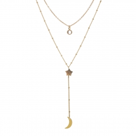 Factory direct wholesale multi-layer necklaces crystal pendants natural shell five-pointed star golden crescent bay necklace