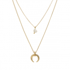 Fashion natural freshwater pearl accessories korean style simple multi-layer moon necklace factory direct sales dropshipping