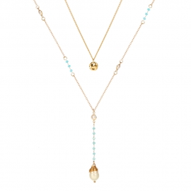 Factory direct all-match alloy celebrity beach necklace female blue crystal hand-wound pearl necklace