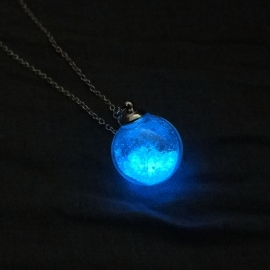 Amazon dandelion glass ball luminous sand necklace fluorescent sand ball pendant halloween hope gift