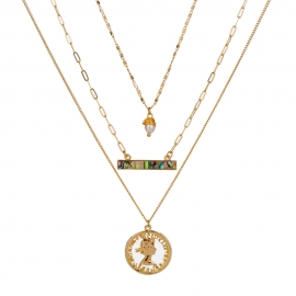 European and american fashion new womens multi-layer natural pearl abalone hand-wound pendant necklace ins