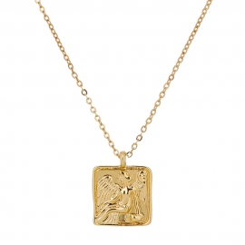 European and american cross-border hot-selling jewelry roman retro character embossed geometric pendant necklace street fashion accessories