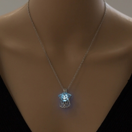 Hot-selling hot-selling luminous necklace jewelry in europe and america, hollow dog head luminous openable pendant female clavicle chain