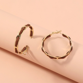 European and american cross-border hot-selling jewelry fashion personality leather big ear ring exaggerated round circle earring ear buckle ins