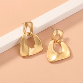 European and american cross-border geometric earrings female exaggerated cold style earrings metal matte hong kong style retro short earrings