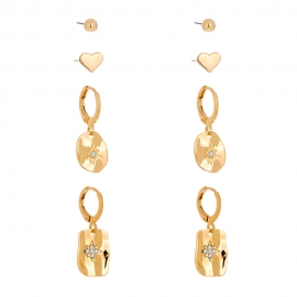 Foreign trade hot-selling simple and versatile combination set of decorations metal c-shaped skylight star earrings earrings factory direct sales