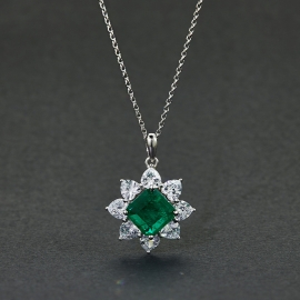 10*10mm full diamond heart-shaped emerald cut pendant copper with gold electroplated finished necklace and zircon pendant