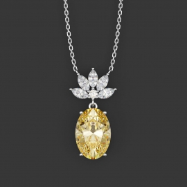 Flower 9*13 elegant shaped jewelry pendant 7 carat clavicle chain s925 silver necklace and zircon pendant