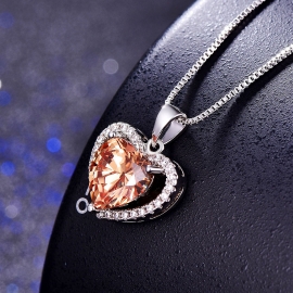 Heart-shaped multicolor colorful pendant hollow micro diamond necklace copper with gold electroplated finished necklace and zircon pendant