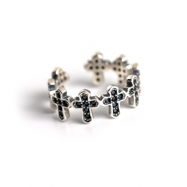 Retro korean version of diamond cross ring s925 sterling silver old retro open ring ring bracelet jewelry female