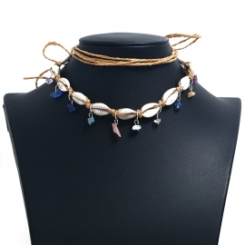 Bohemian shell hollow ocean wind multilayer necklace sweater chain