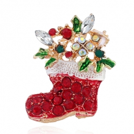 Golden christmas socks brooch