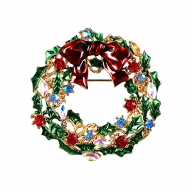 High-grade brooch with bow-knot clothing decoration hollow christmas wreath