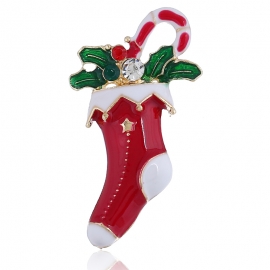 New years gift brooch dripping oil snowflake socks cane color boots collar pin