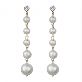 Korean fashion temperament european and american light luxury long pearl zircon earrings ladies trendy tassel earrings earrings