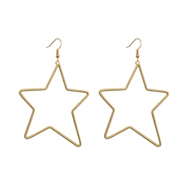 European and american popular temperament hollow metal five-pointed star big earrings exaggerated catwalk net celebrity fashion irregular ear hooks