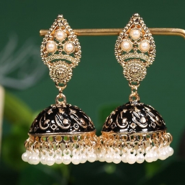 New hot selling earrings indian ethnic style fashion bells pearl earrings womens jewelry wholesale