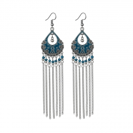 Bohemian ethnic style earrings long chain crystal tassel earrings wholesale exaggerated personality earrings in europe and america
