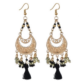 New hot sale earrings crescent-shaped tassel earrings female bohemian long rice bead earrings yiwu wholesale jewelry