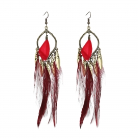 New style feather long earrings wholesale, personalized european and american exaggerated earrings, jewelry jewelry wholesale, casual earrings