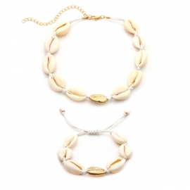 European and american cross-border popular jewelry, bohemian fashion all-match item, alloy shell shanghai style set necklace