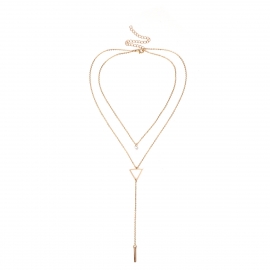 European and american cross-border jewelry, fashion and simplicity, street shooting wild geometric triangle empty triangle metal bar pendant necklace