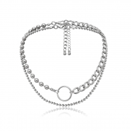 European and american cross-border jewelry, all-match set, round bead handmade necklace, personalized asymmetrical hip-hop geometric chain necklace