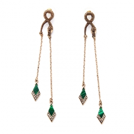 Retro little snake diamond tassel womens earrings long geometric earrings european and american wish explosive jewelry cross-border delivery