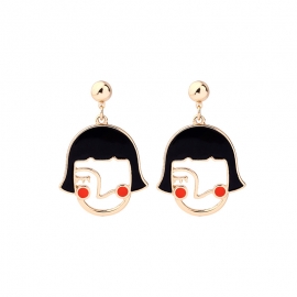 Girl ins style literary fan enamel dripping oil small pepper earrings earrings female korean cute earrings