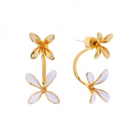 925 silver needle copper plated real gold enamel drip oil flower earrings female japan and south korea trend temperament commuter earrings