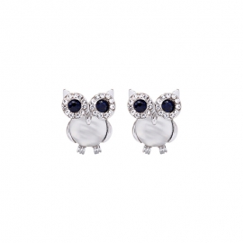 Creative design earrings s925 silver needle owl earrings cute wild opal earrings female