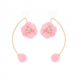 Earrings female zircon inlaid diamond pink flower earrings female japan and south korea cute small fresh all-match earrings
