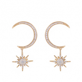 925 silver needle earrings female simple fashion star moon earrings temperament super fairy cross-border jewelry wish explosion
