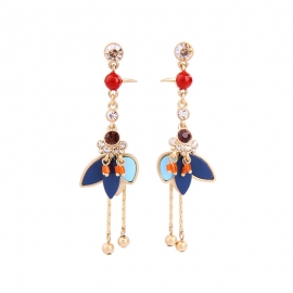 Creative oil dripping bird tassel earrings temperament european and american fashion personality long earrings