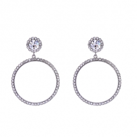 Geometric diamond ring flower earrings women european and american style fashion personality trendy earrings